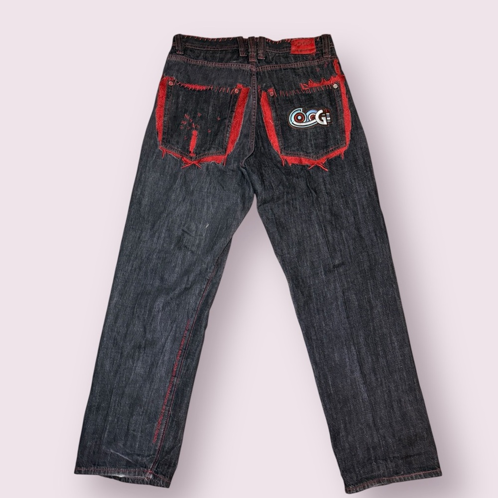 Vintage Coogi Jeans Mens 36x34 Blue Red Baggy Embroidered Cyber Goth Grunge Y2K